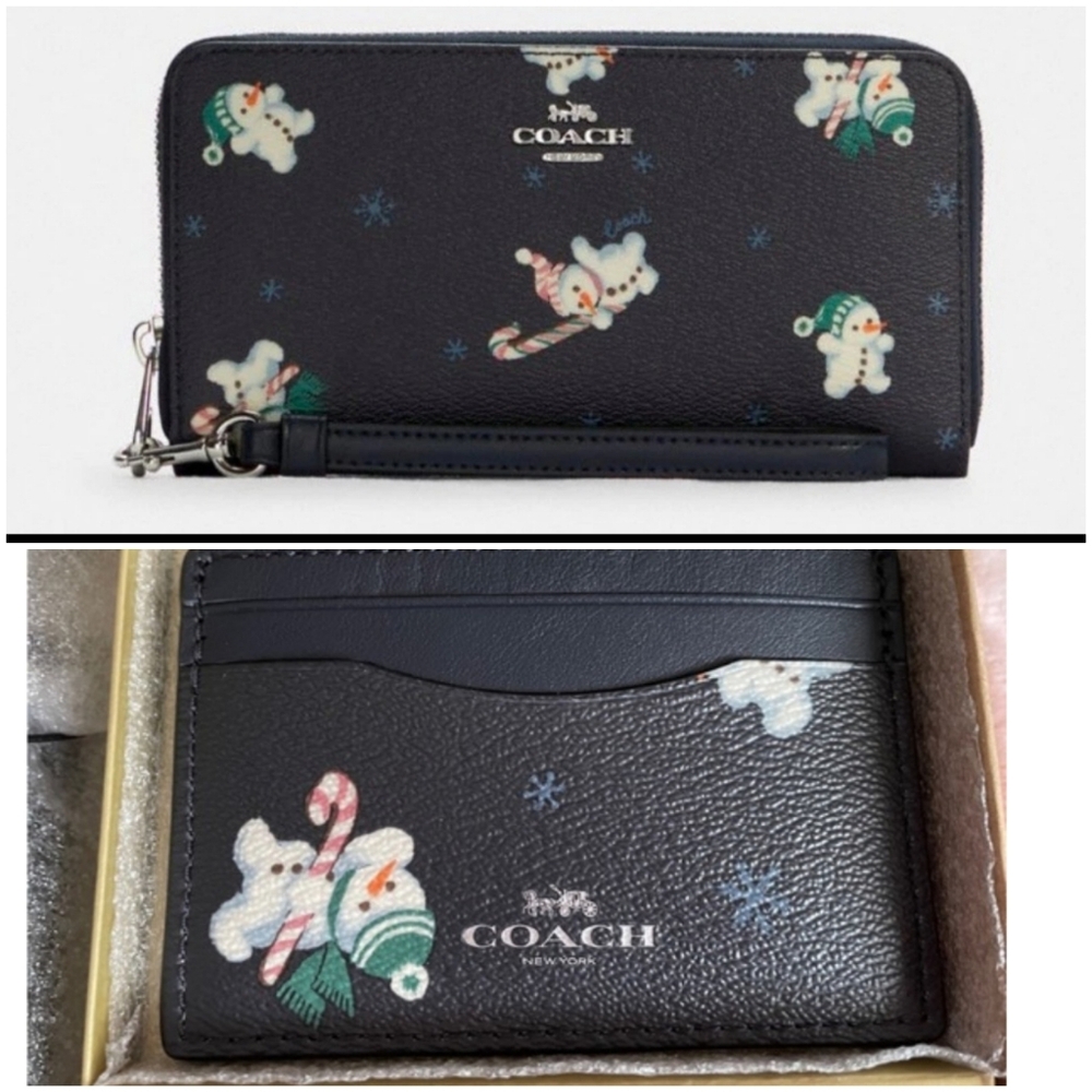 Coach Snowman Print Crossbody Bag & Matching Slender ID Wallet Set - Midnight
